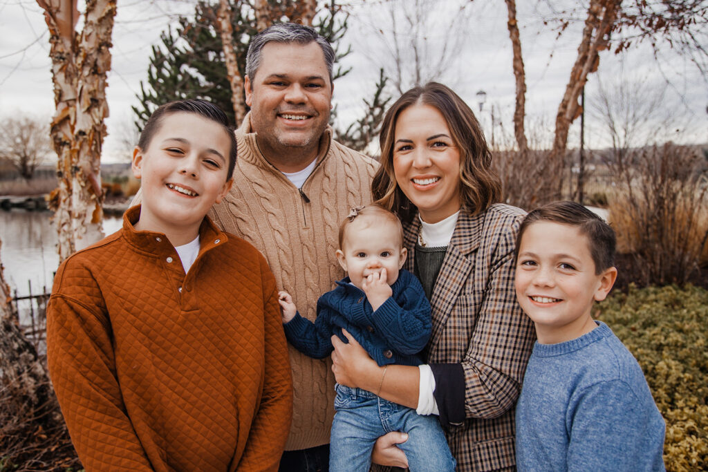 Stacy Smart with her husband and three children, creating a home filled with warmth, love, and timeless style in Idaho.